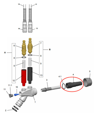Hose Connection D10-12 Mm Complete 1006531 For OptiFlow IG06 Powder Injector