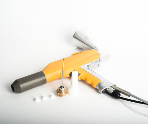 100KV Electrostatic Powder Coating Gun 150mm*90mm Cup Capacity 5m Cable Length