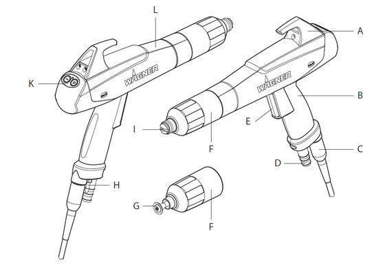 X1 Manual Powder Coating Gun Spares Replacement Handle