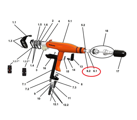 Top Powder Pipe Assembly Electron E-Gun C1/C2 Manual Gun