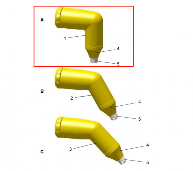 Close-up view of 1009139 PA03-90° Nozzle Components